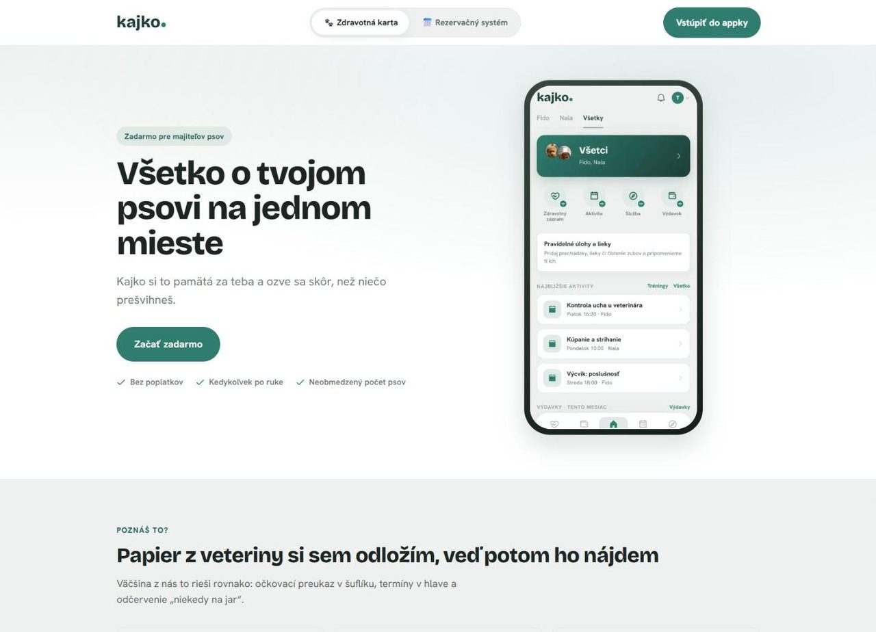 Úvodná stránka webu kajko.eu